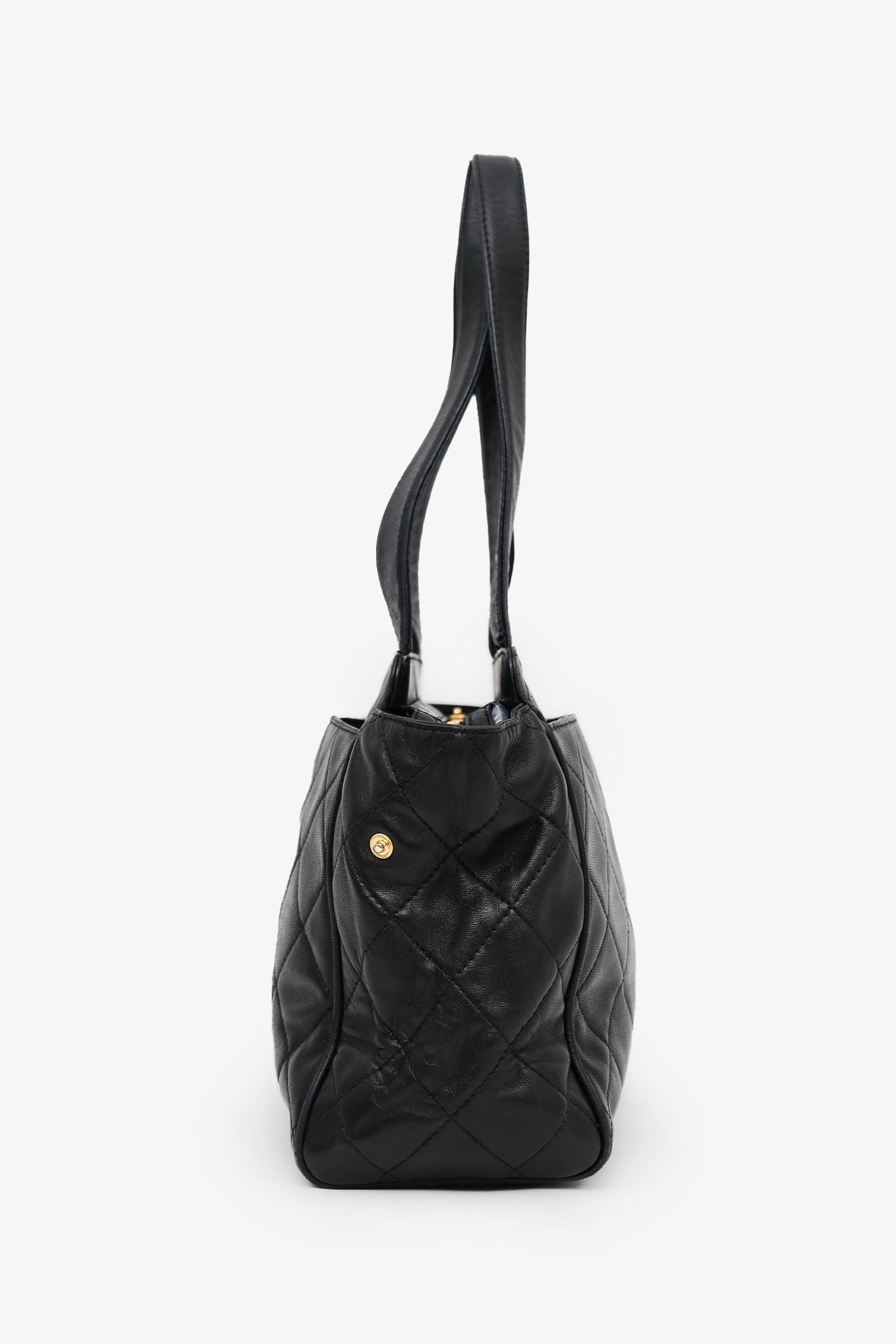 Pre-Loved Chanel™ 1996-97 Black Quilted Lambskin CC Mini Shopper Tote