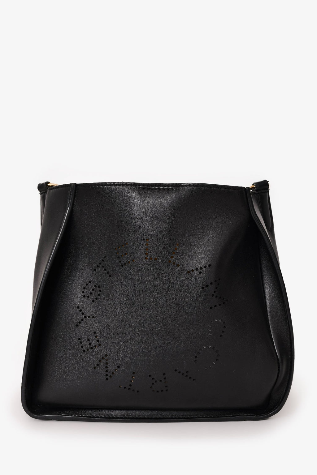 Stella McCartney Black Smooth Pleather Logo Square Crossbody Bag