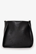 Stella McCartney Black Smooth Pleather Logo Square Crossbody Bag