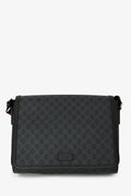 Gucci Black GG Cupreme Flap Web Strap Messenger Bag