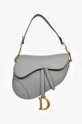 Christian Dior 2019 Grey Leather Classic Saddle Bag