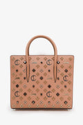 Christian Louboutin Blush Studded Leather Medium Paloma Top Handle With Strap