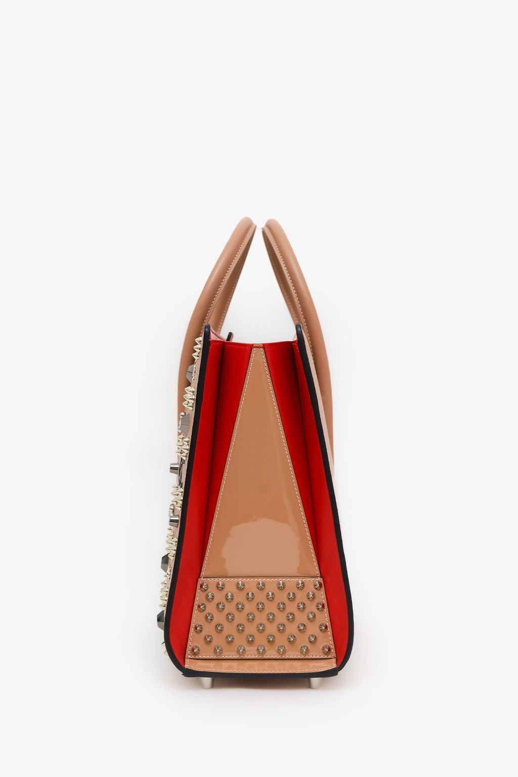 Christian Louboutin Blush Studded Leather Medium Paloma Top Handle With Strap