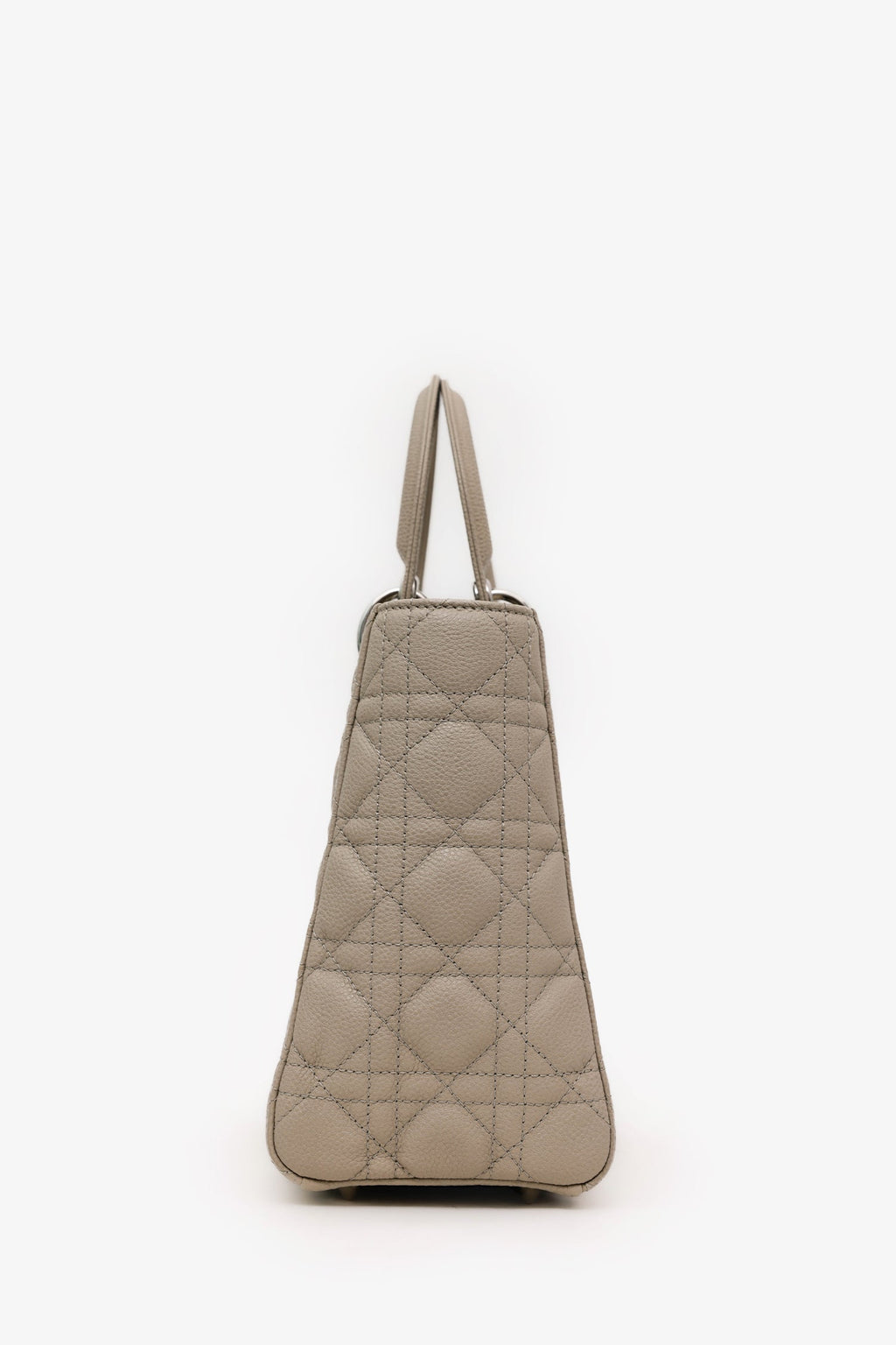 Christian Dior 2022 Taupe Grained Cannage Calfskin Medium Lady Dior Bag With Strap