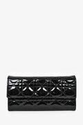 Christian Dior 2014 Black Cannage Patent Leather Lady Wallet On Chain