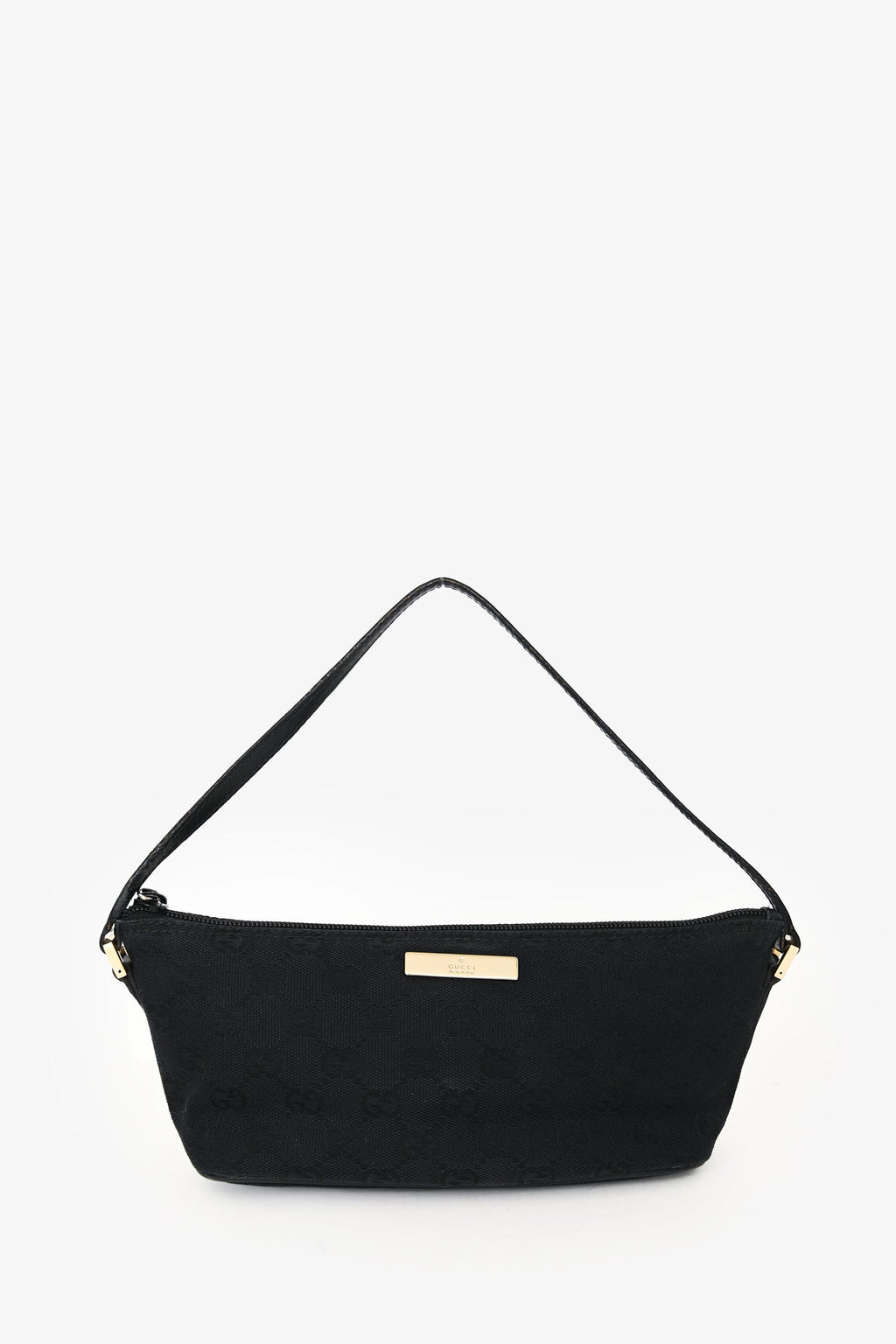 Gucci 2000 Vintage Black GG Canvas Boat Pochette Shoulder Bag