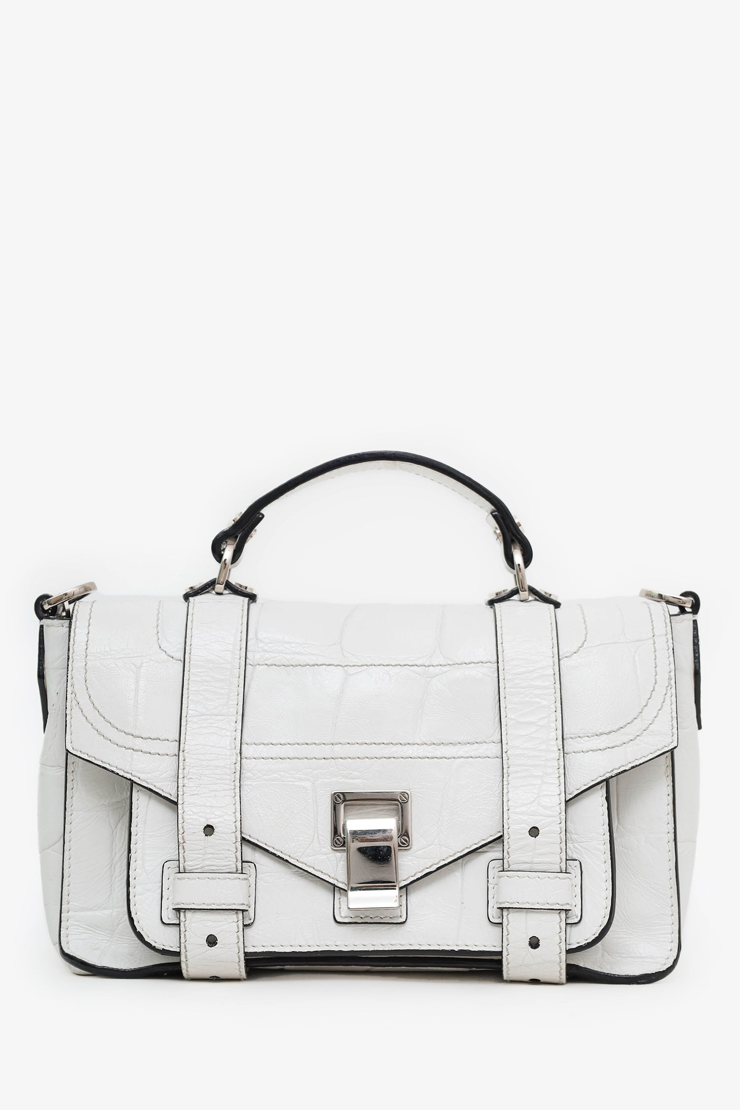 Proenza Schouler White Leather Top Handle Bag With Strap