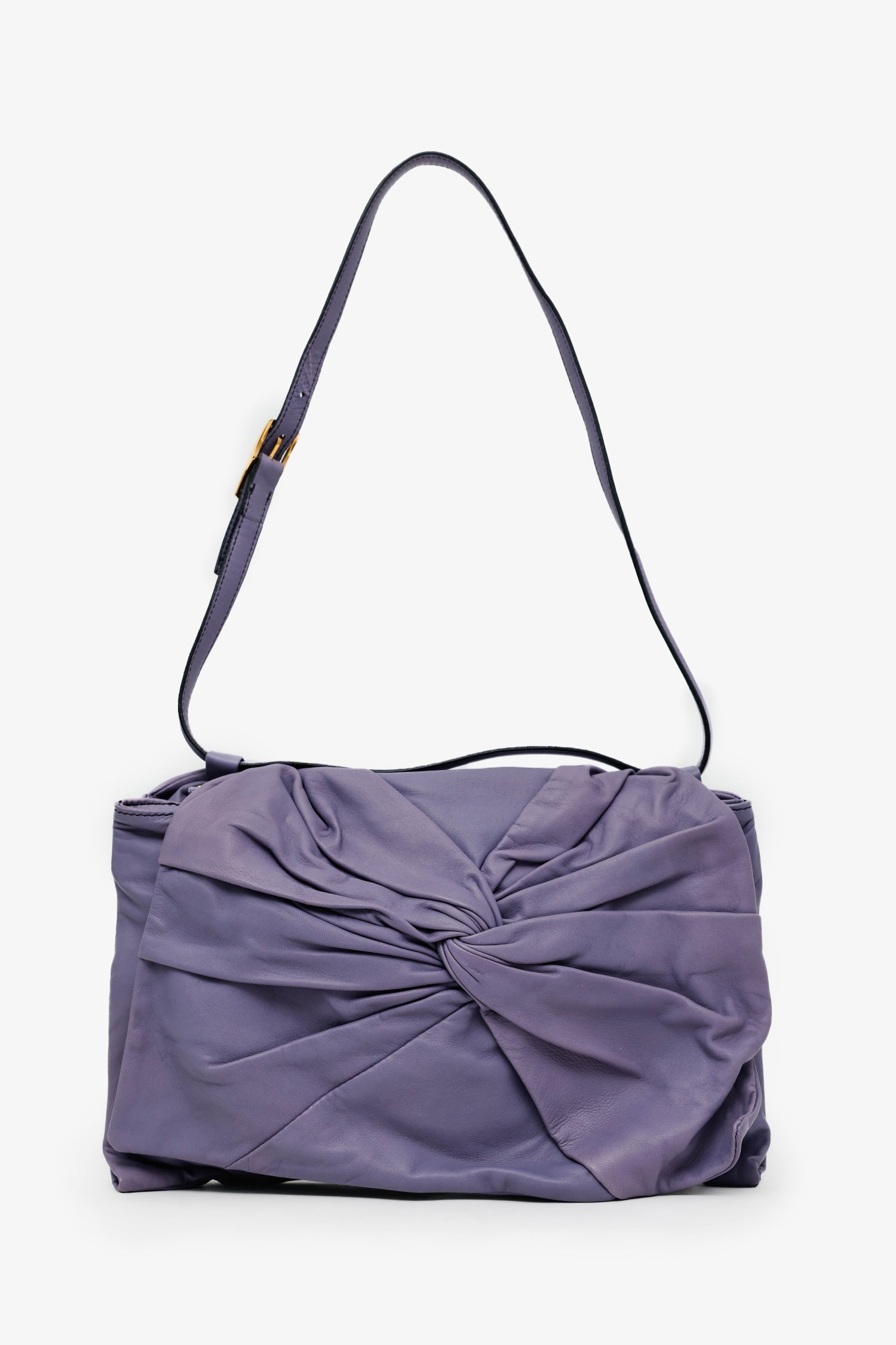 Valentino Purple Leather Twist Shoulder Bag