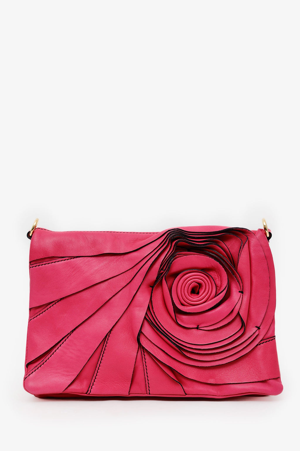 Valentino Pink Leather Rose Clutch