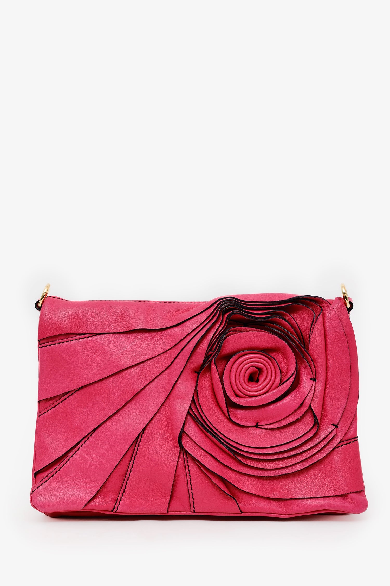 Valentino Pink Leather Rose Clutch