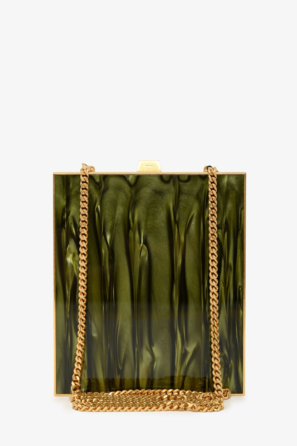 Saint Laurent Green Tuxedo Pexiglass Gold Metal Box Bag