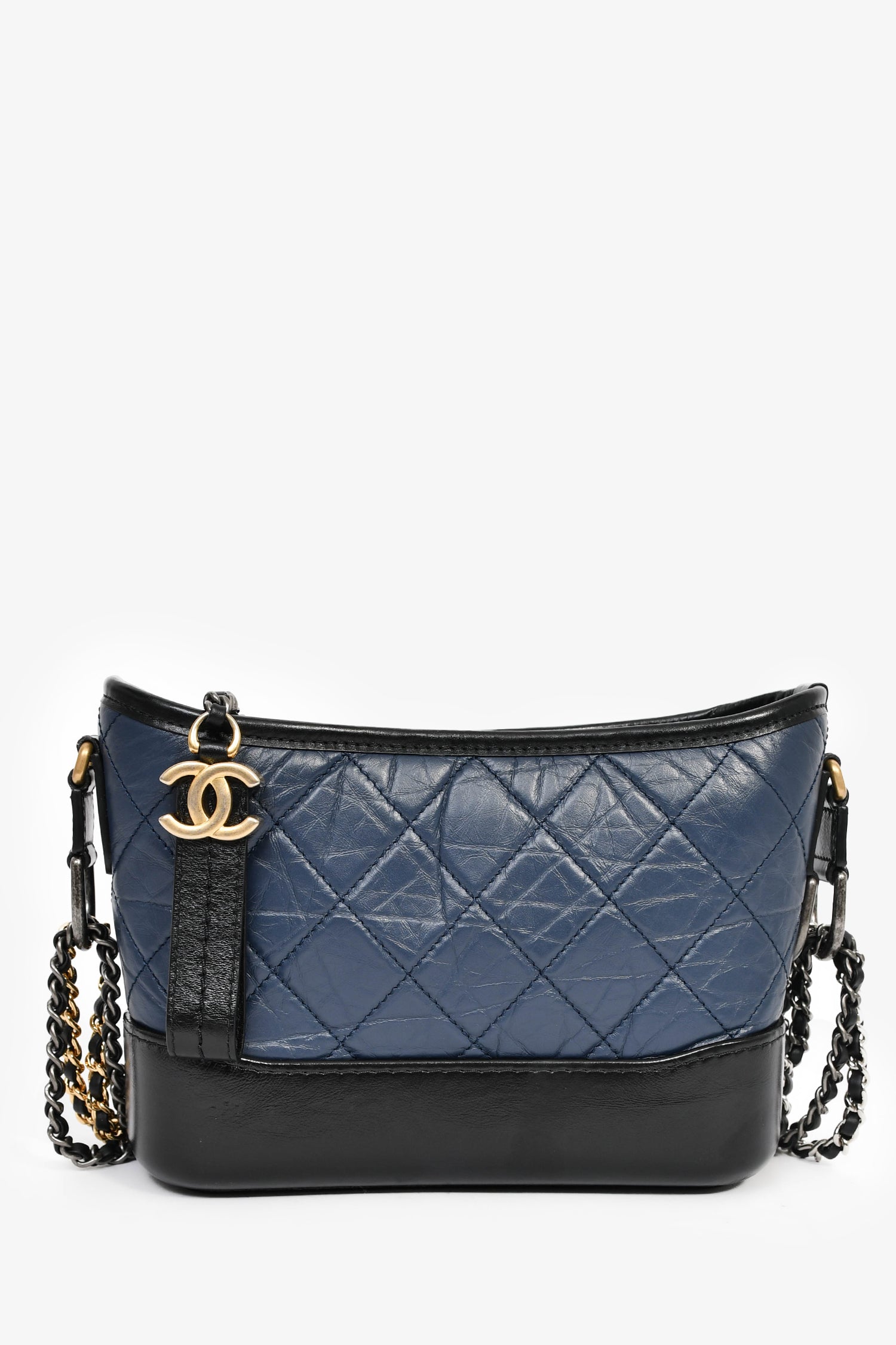 Pre-Loved Chanel™ 2018/19 Navy Blue/Black Quilted Lambskin Small Gabrielle Bag
