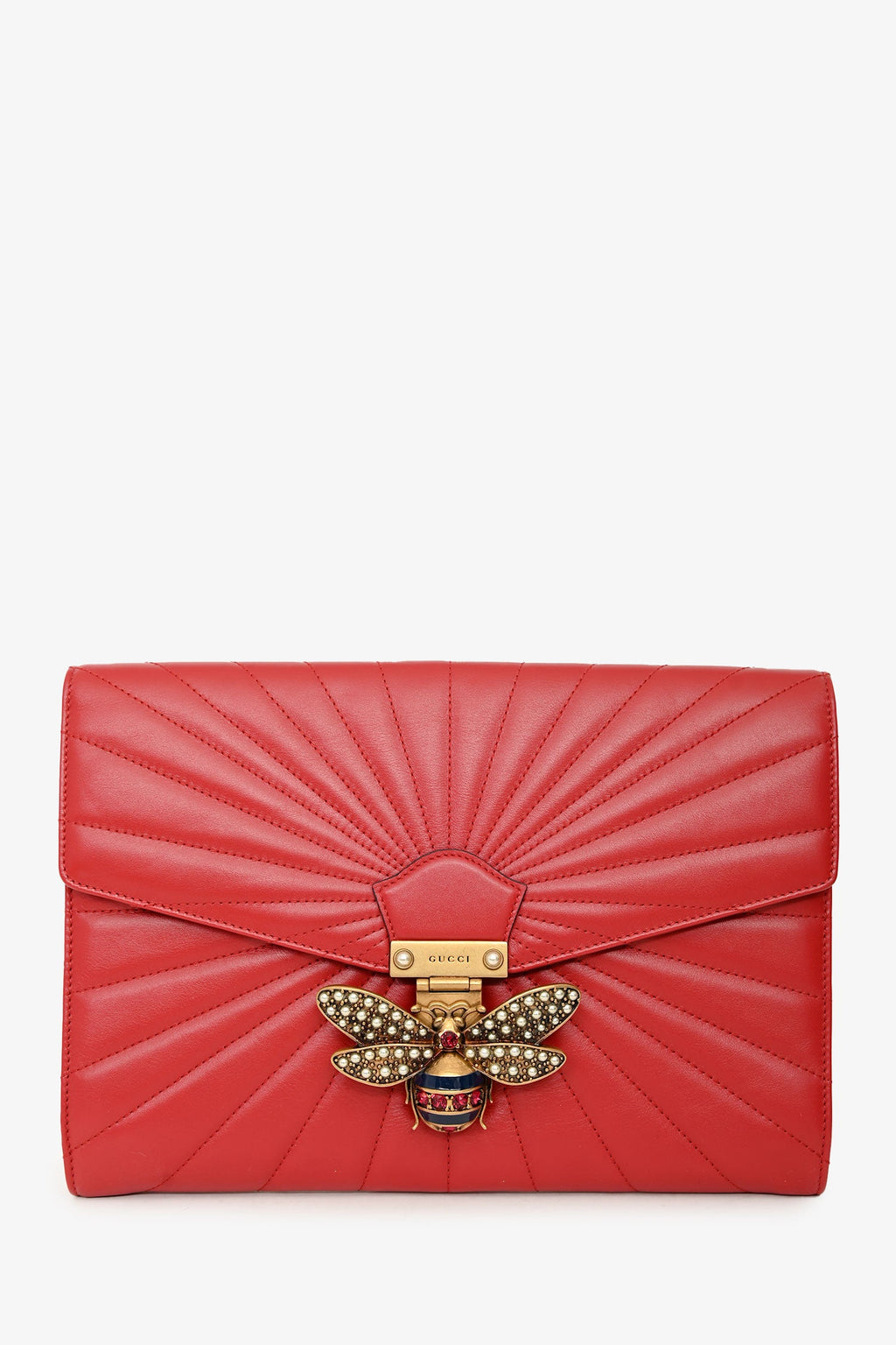 Gucci Red Leather Quilted Queen Margaret Clutch