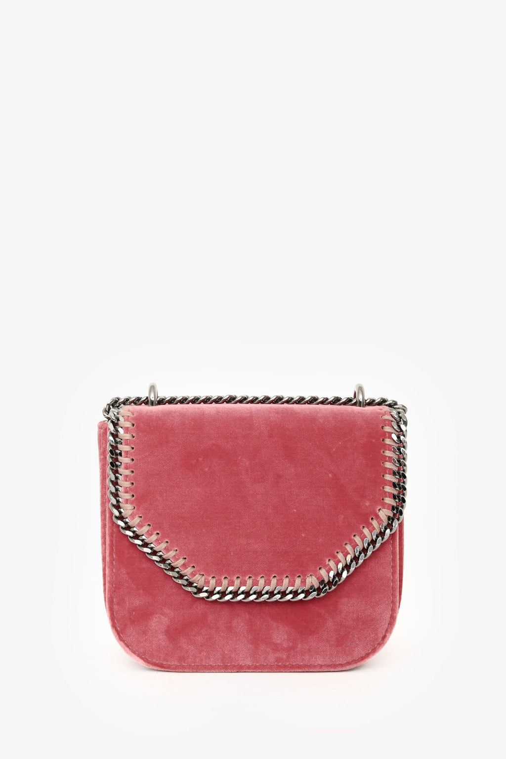 Stella McCartney Pink Vegan Suede Leather Chain Detail Crossbody