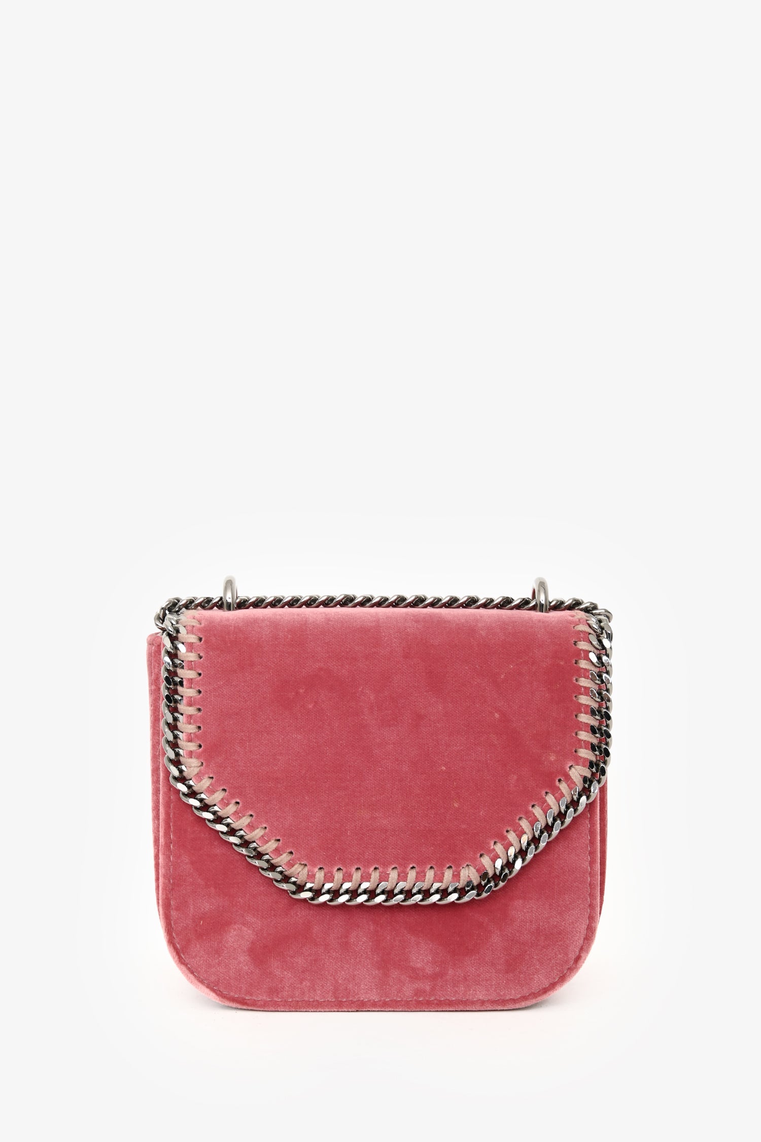 Stella McCartney Pink Vegan Suede Leather Chain Detail Crossbody