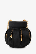 Salvatore Ferragamo Vintage Limited-Edition Black Silk Shoe Charms Bucket Bag