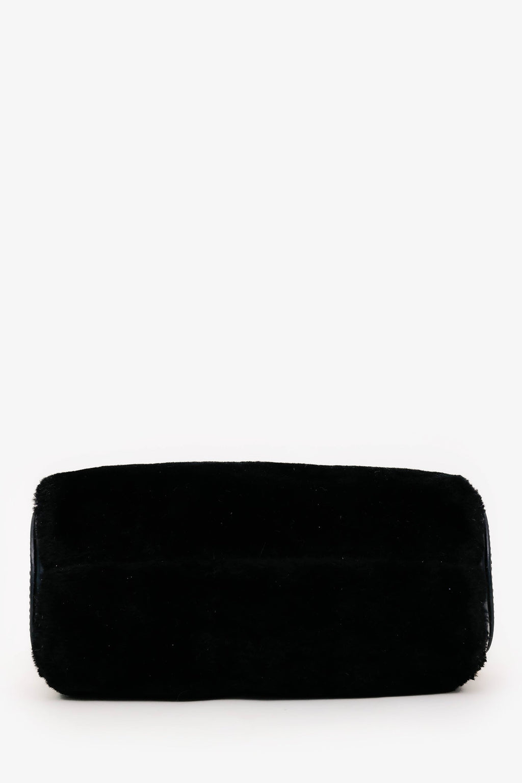Manu Atelier Black/Shearling 'XX Mini Cylinder' Bag With Strap