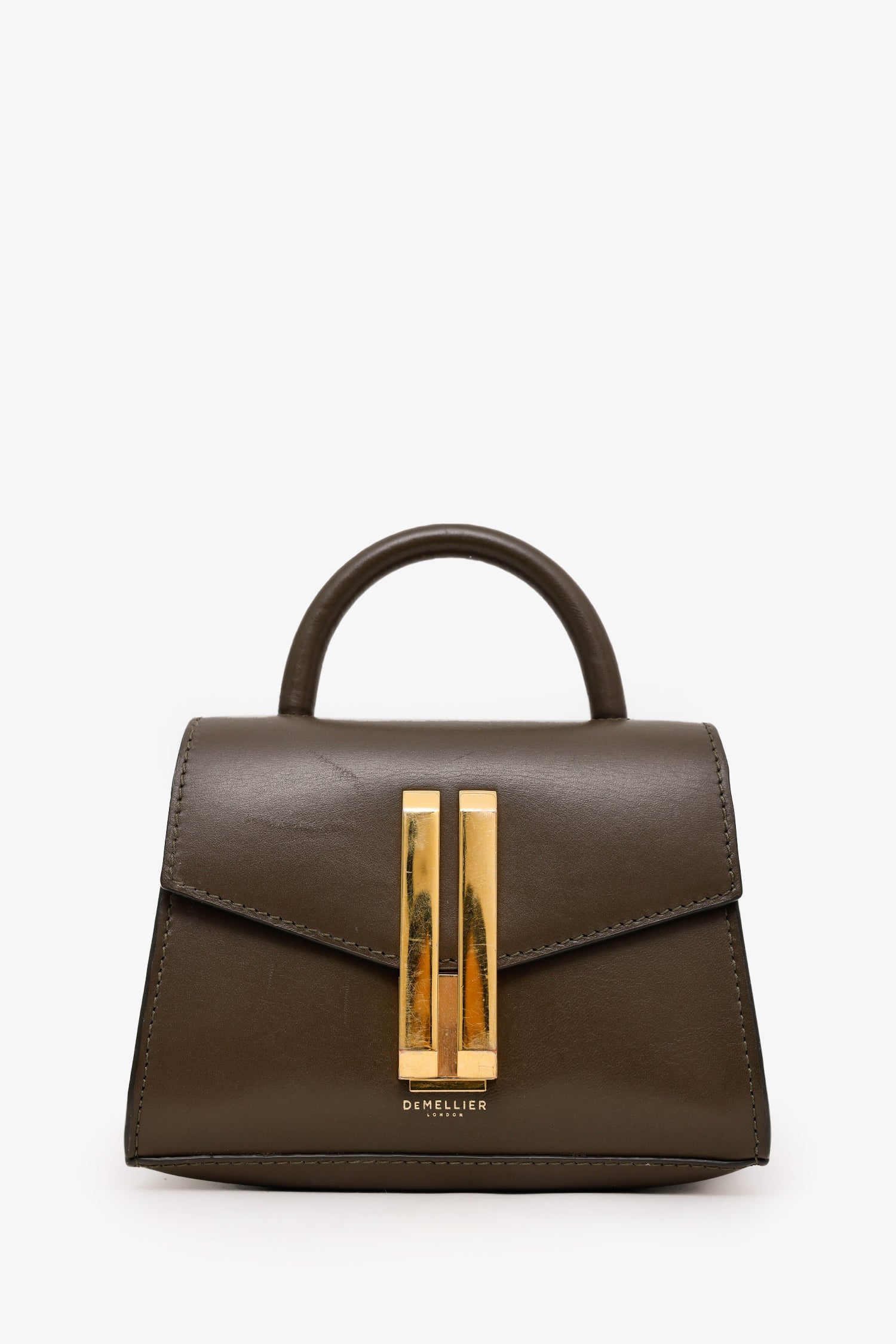 Demellier Brown Leather 'The Nano Montreal' Top Handle With Strap