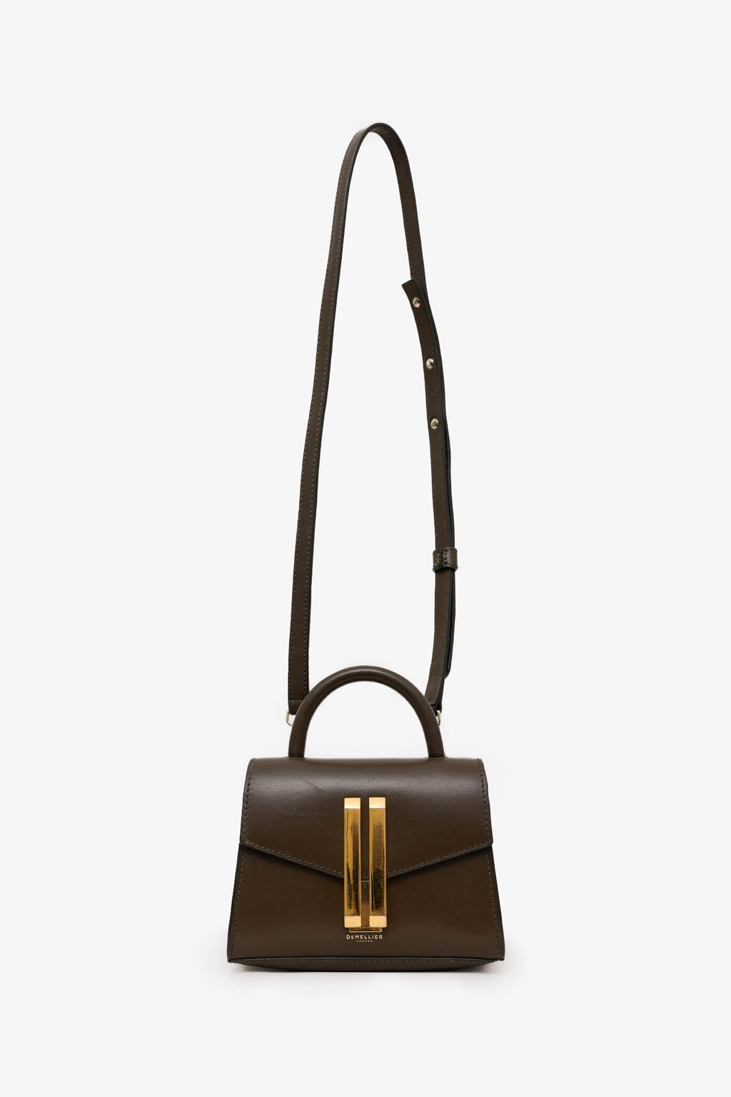 Demellier Brown Leather 'The Nano Montreal' Top Handle With Strap