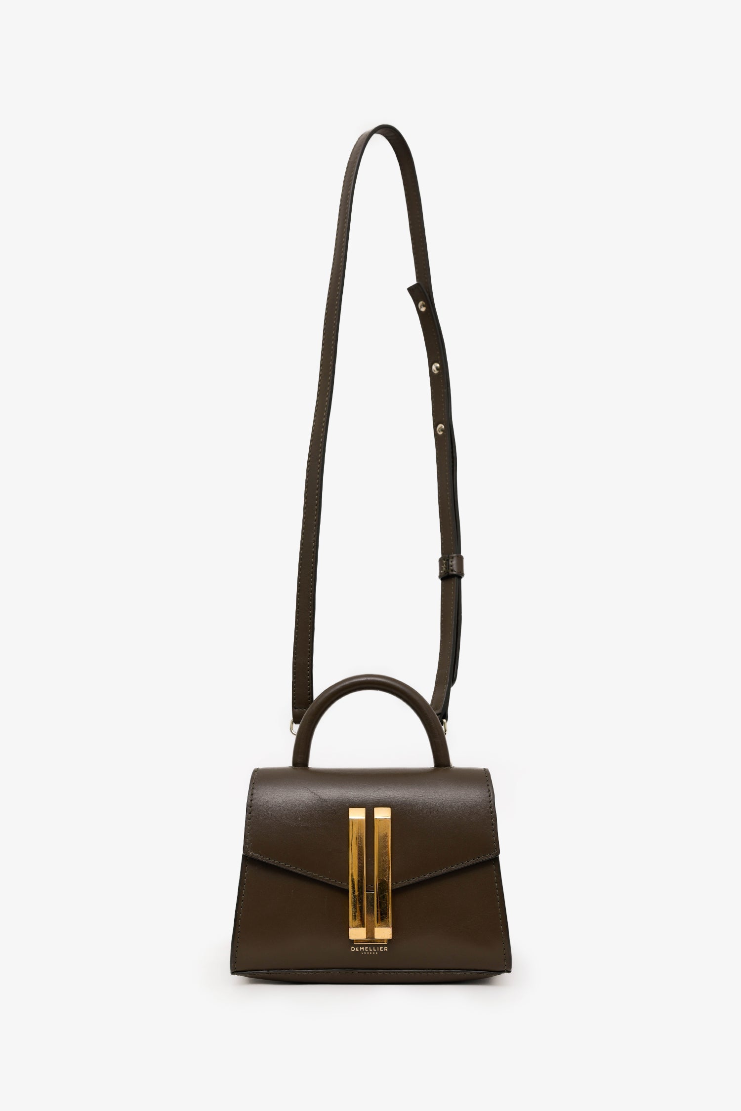 Demellier Brown Leather 'The Nano Montreal' Top Handle With Strap