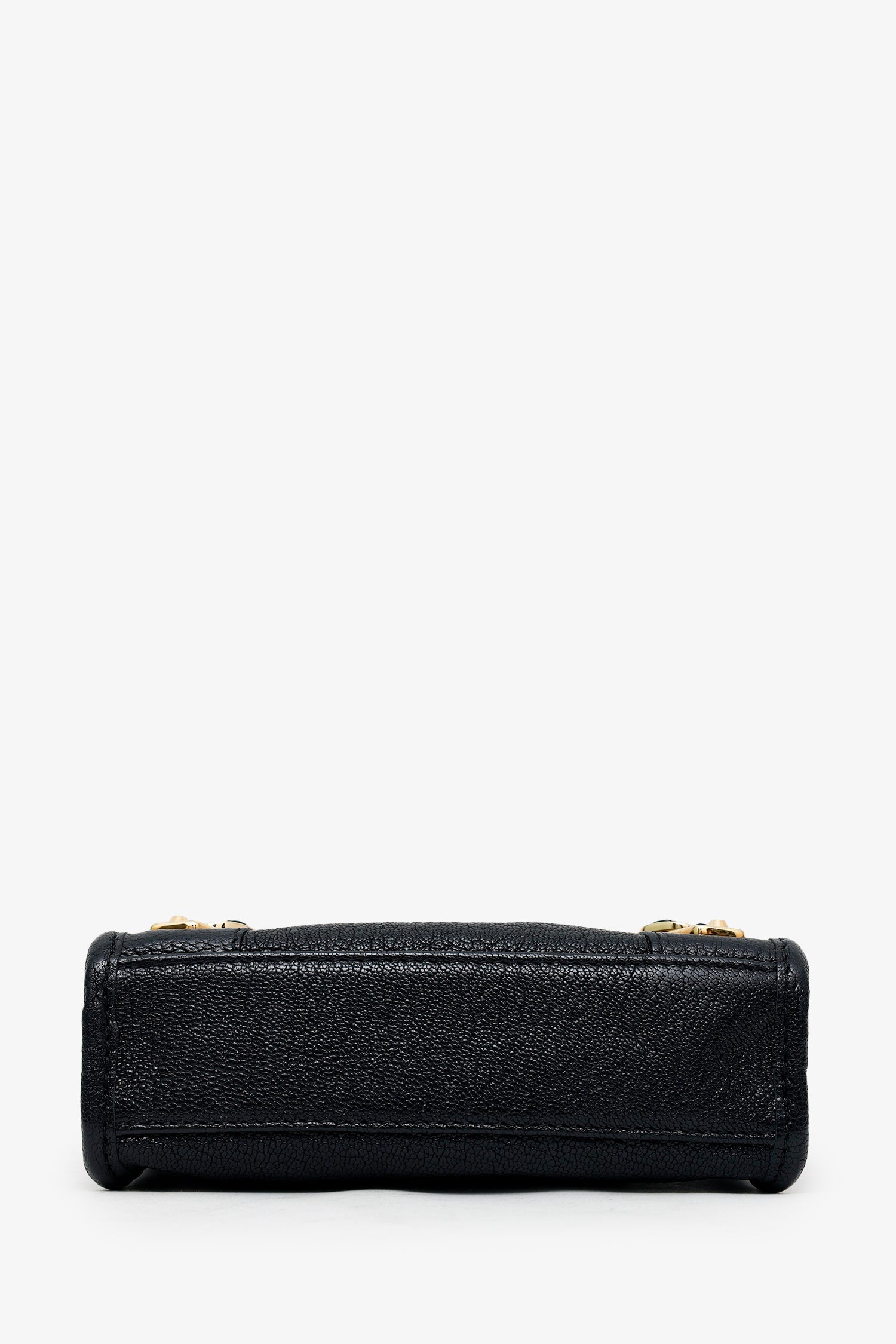 Balenciaga Black Leather Nano Edge City Bag GHW With Strap