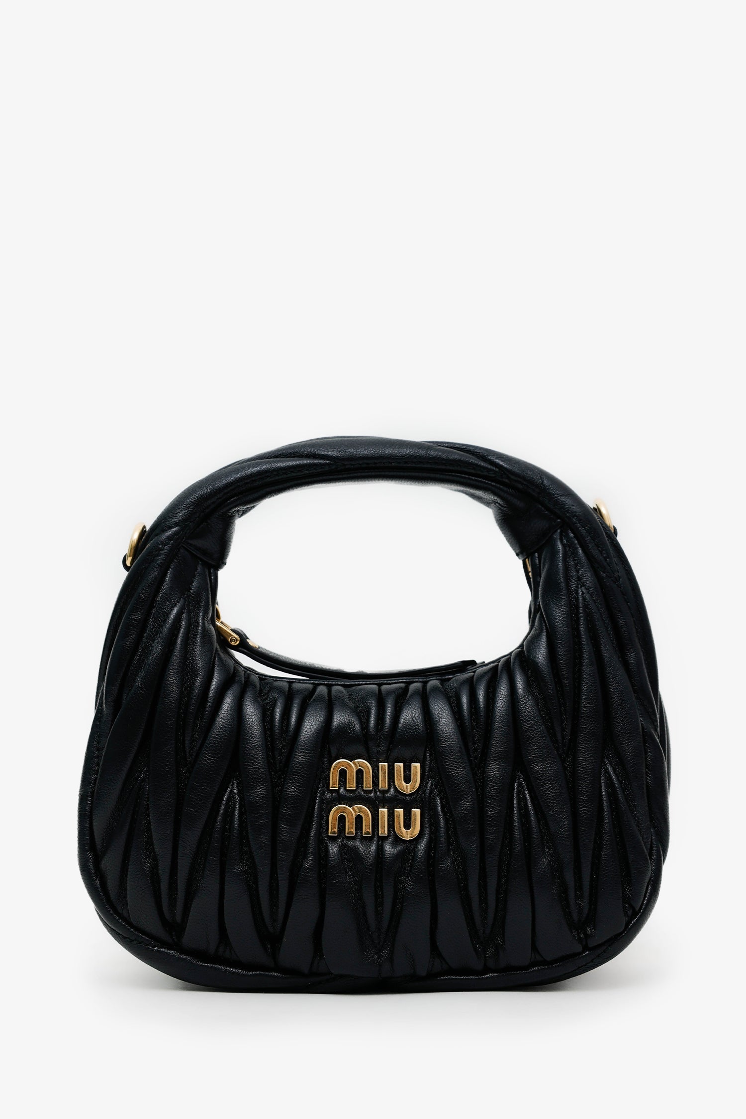 Miu Miu Black Leather Mini Wander Top Handle With Strap