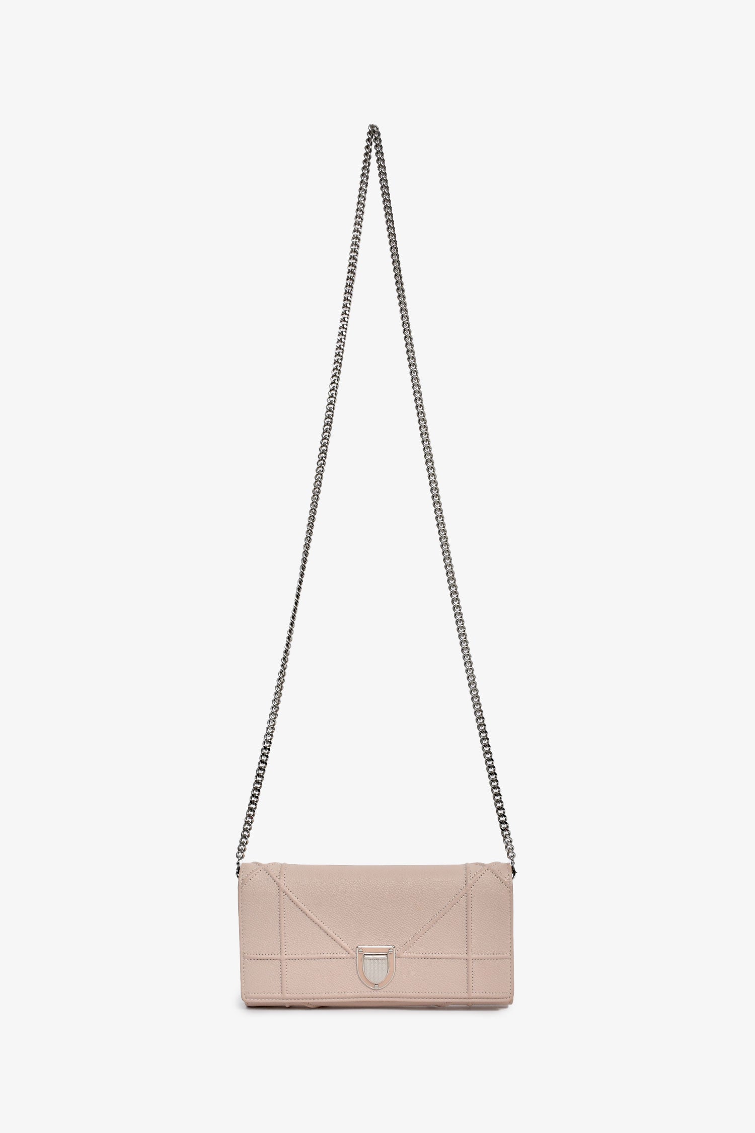 Christian Dior 2017 Blush Pink Leather Diorama Wallet On Chain