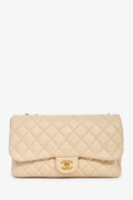Pre-Loved Chanel™ 2013-14 Vanilla Beige Lambskin Quilted Flap Chain Shoulder Bag