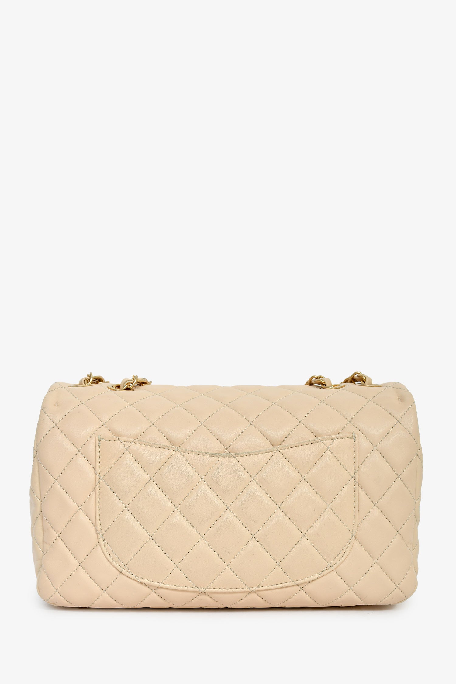 Pre-Loved Chanel™ 2013-14 Vanilla Beige Lambskin Quilted Flap Chain Shoulder Bag