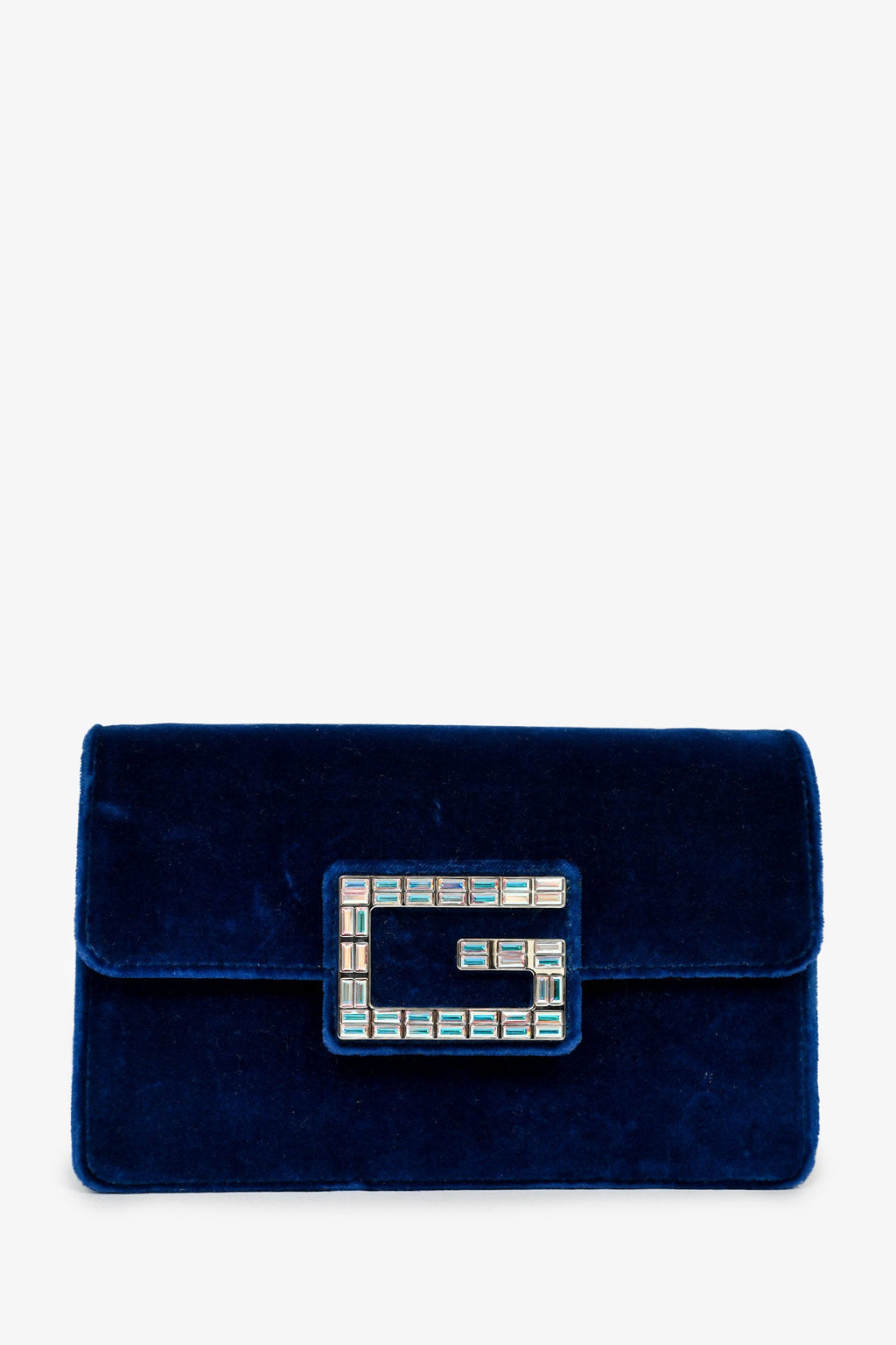 Gucci Blue Velvet GG Crystal 'Broadway' Mini Shoulder Bag