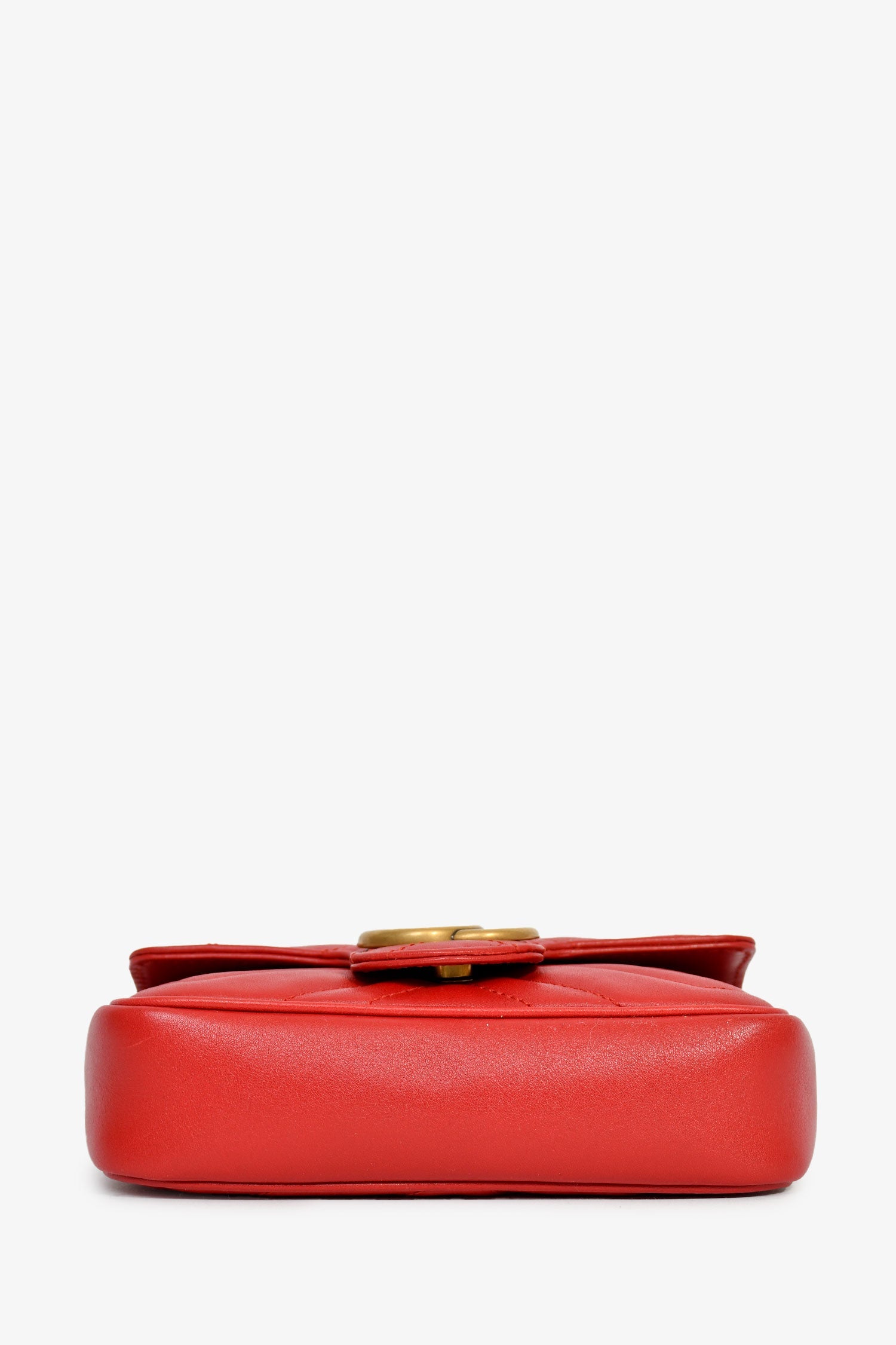 Gucci Red Leather GG Marmont Super Mini Crossbody Bag