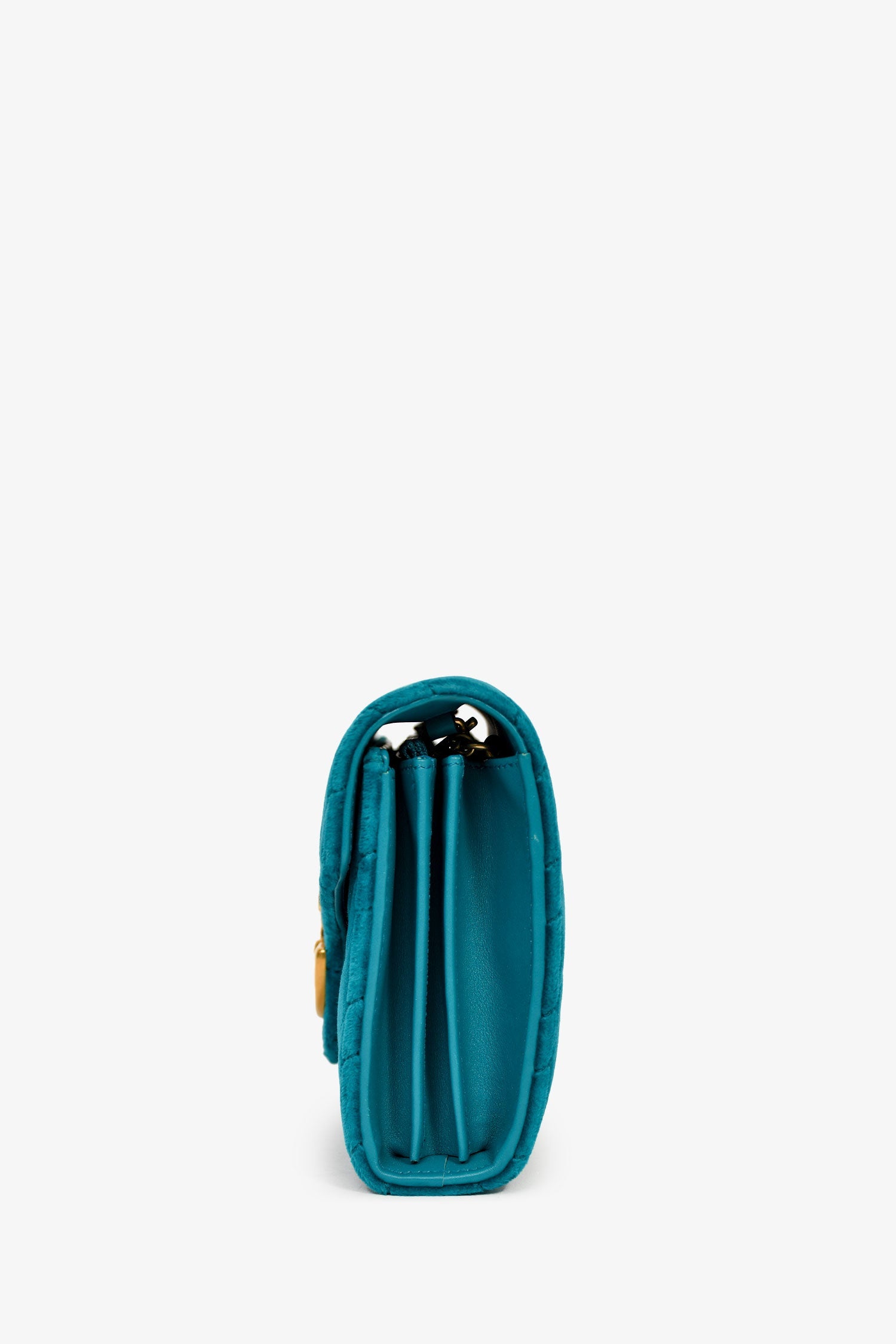 Gucci Teal Blue Velvet GG Matelasse Marmont Wallet on Chain