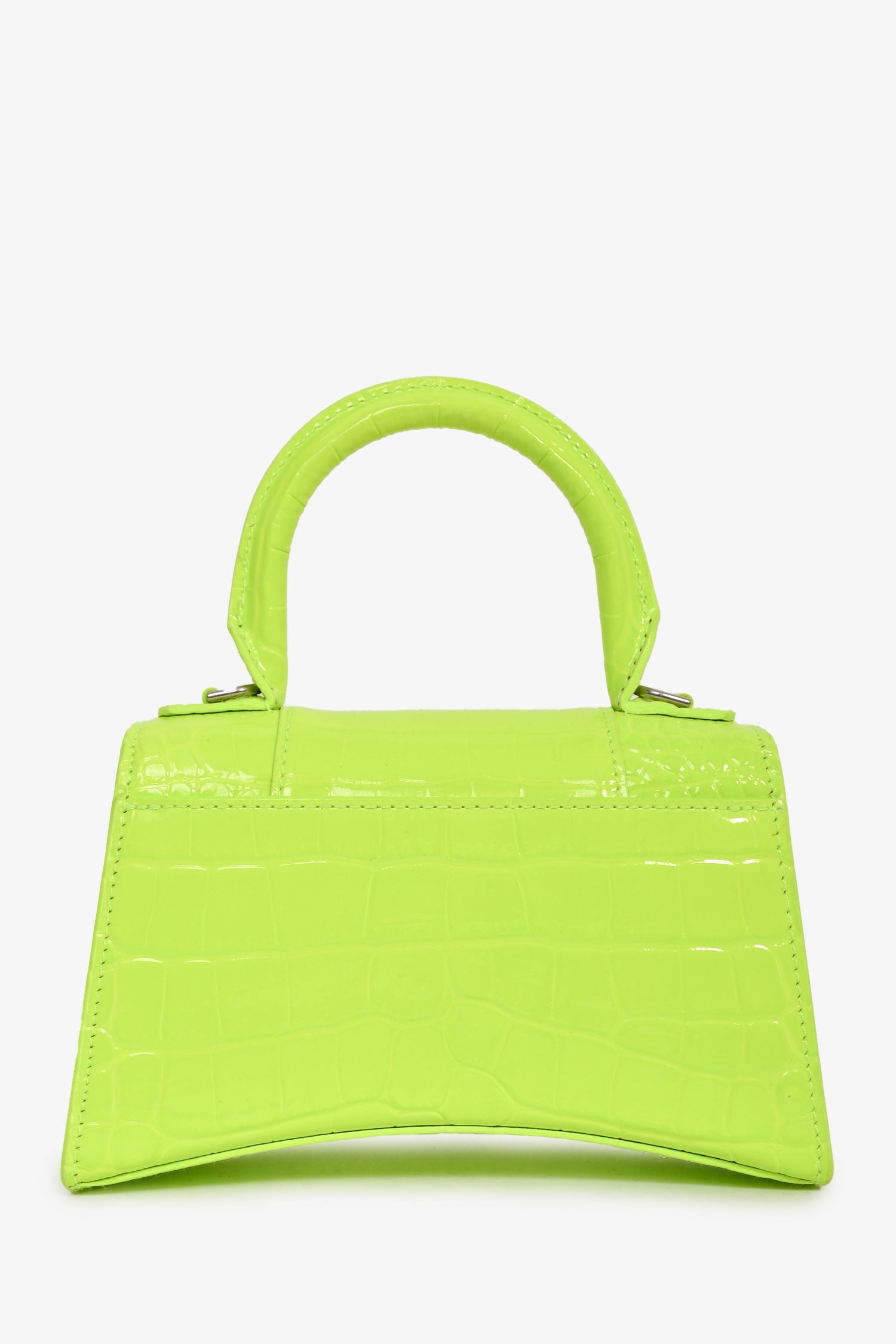 Balenciaga Neon Yellow  Croc Embossed XS Hourglass Top Handle Bag