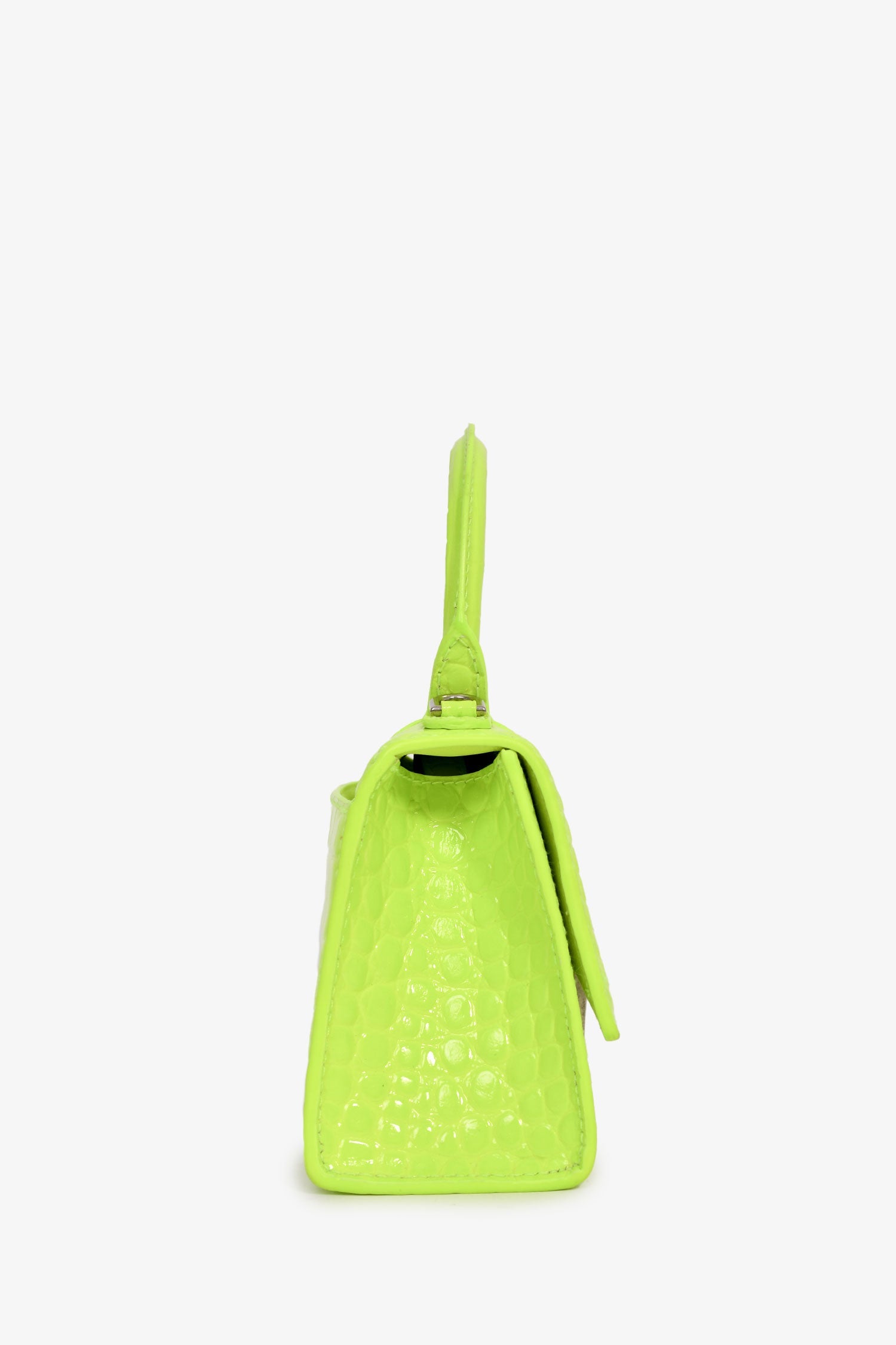 Balenciaga Neon Yellow  Croc Embossed XS Hourglass Top Handle Bag