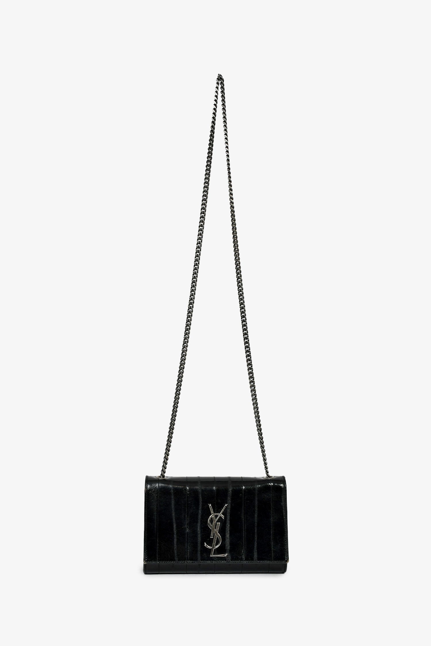 Saint Laurent Black Eel Monogram Sunset Shoulder Bag