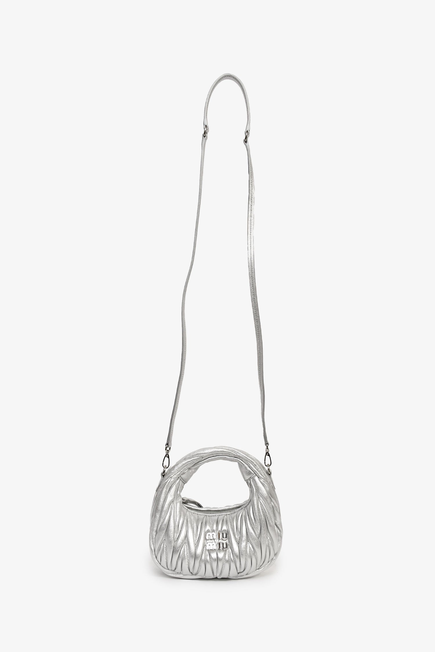 Miu Miu Silver Leather 'Wander Matelassé' Bag