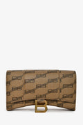 Balenciaga Brown/Black Coated Canvas Monogram Hour Glass Clutch Bag