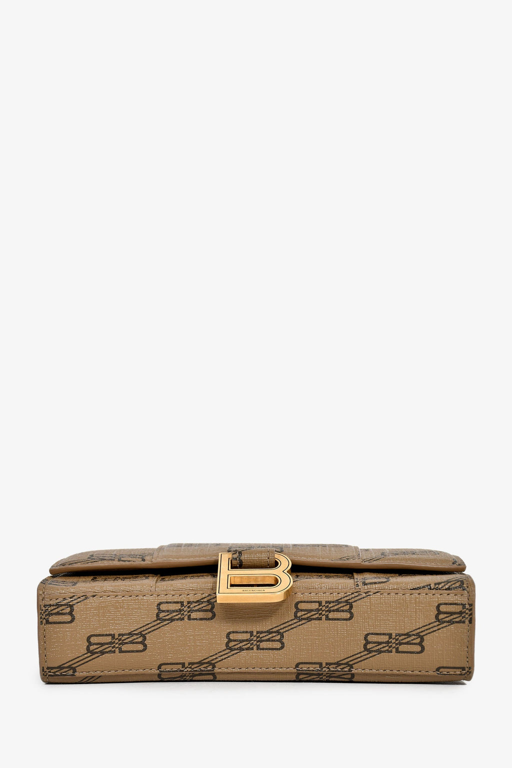 Balenciaga Brown/Black Coated Canvas Monogram Hour Glass Clutch Bag