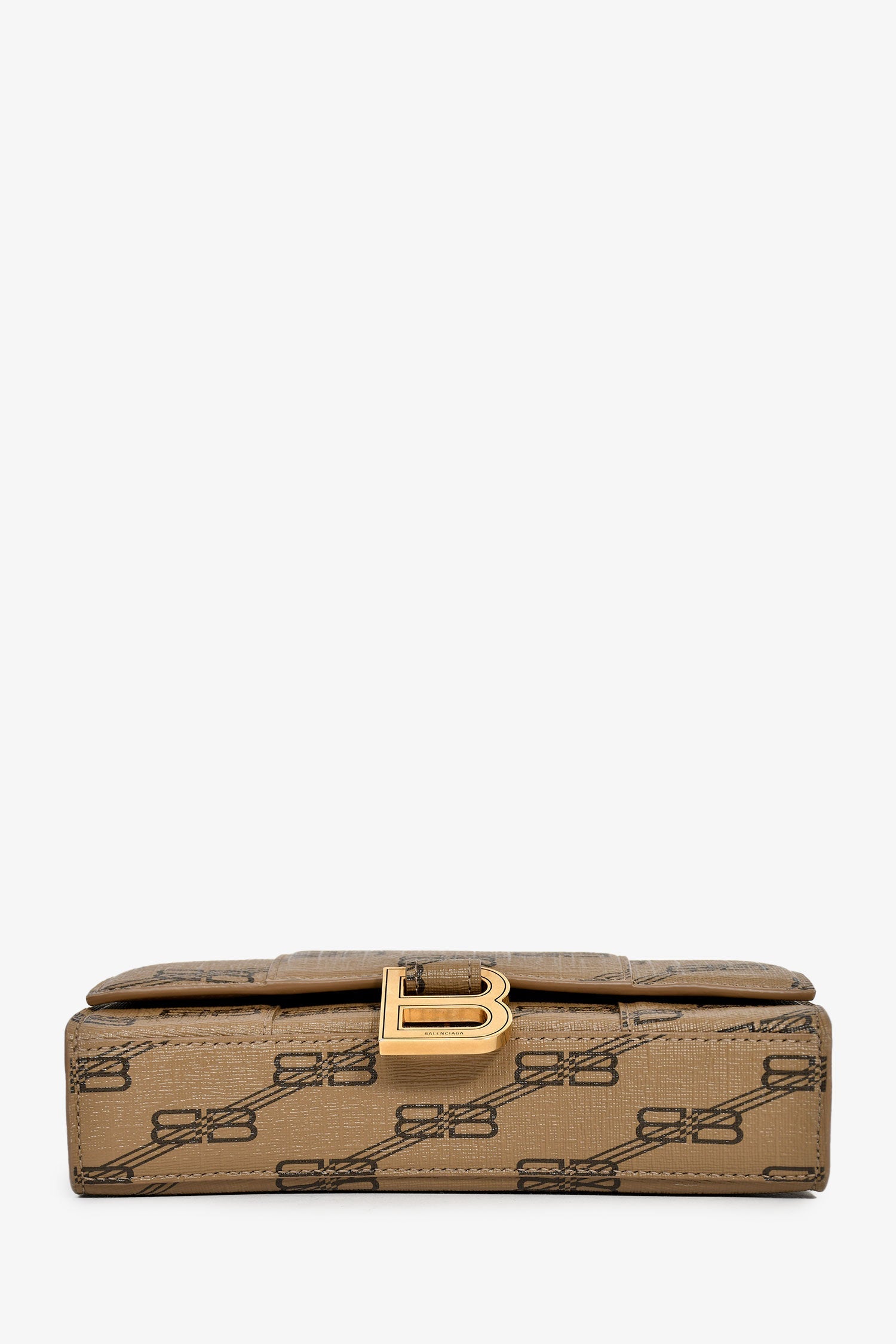 Balenciaga Brown/Black Coated Canvas Monogram Hour Glass Clutch Bag