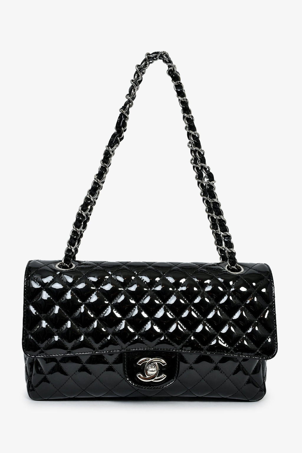 Pre-Loved Chanel™ 2006-08 Black Patent 'Secret Label' Flap Shoulder Bag