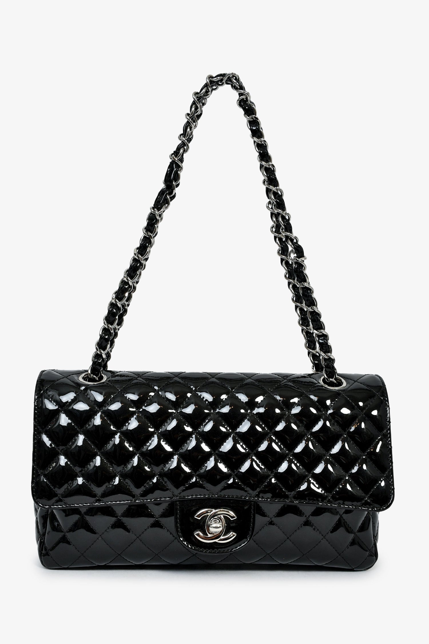 Pre-Loved Chanel™ 2006-08 Black Patent 'Secret Label' Flap Shoulder Bag