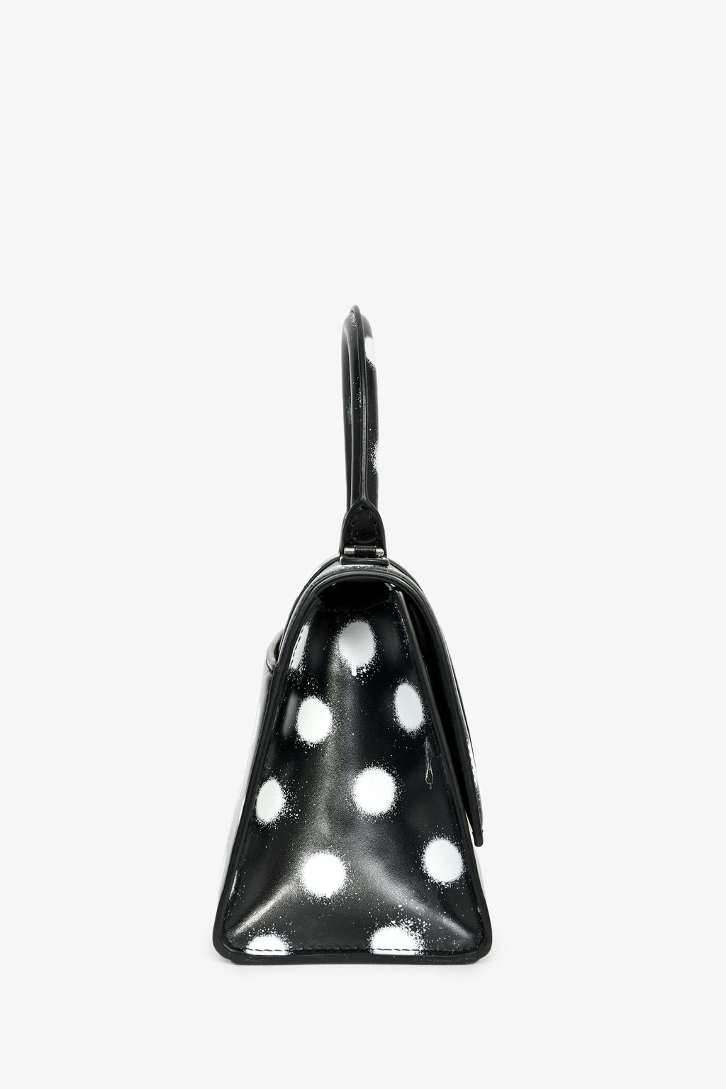 Balenciaga Black/White Leather Polk-a-Dot Small 'Hourglass' Top Handle Bag
