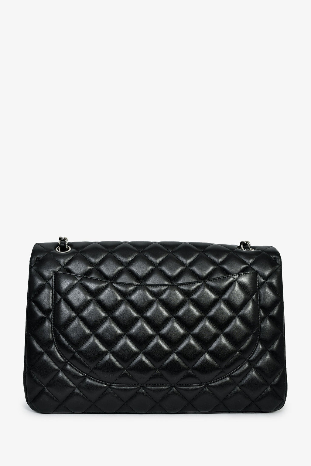 Pre-Loved Chanel™ 2011 Black Lambskin Maxi Single Flap Shoulder Bag