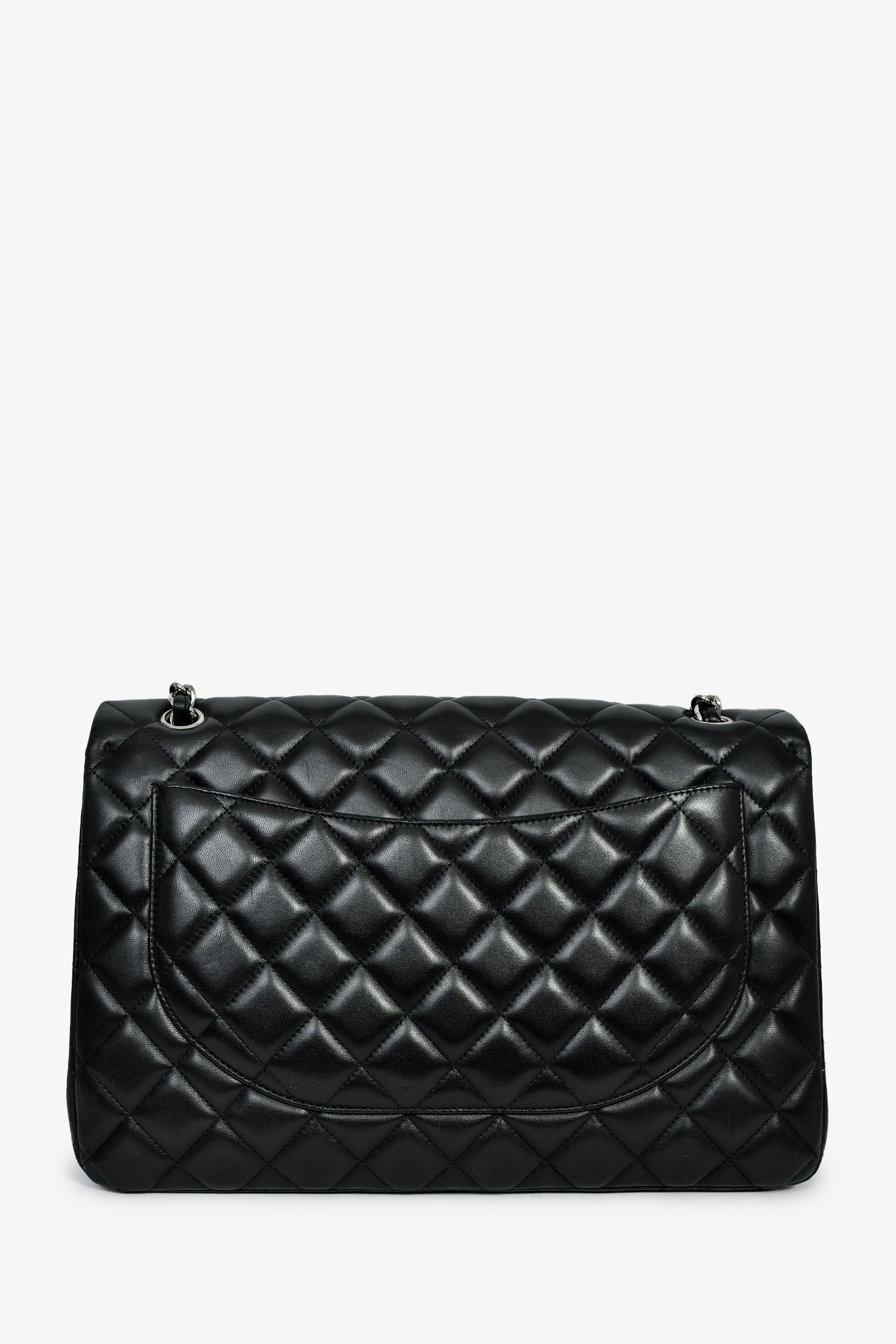 Pre-Loved Chanel™ 2011 Black Lambskin Maxi Single Flap Shoulder Bag