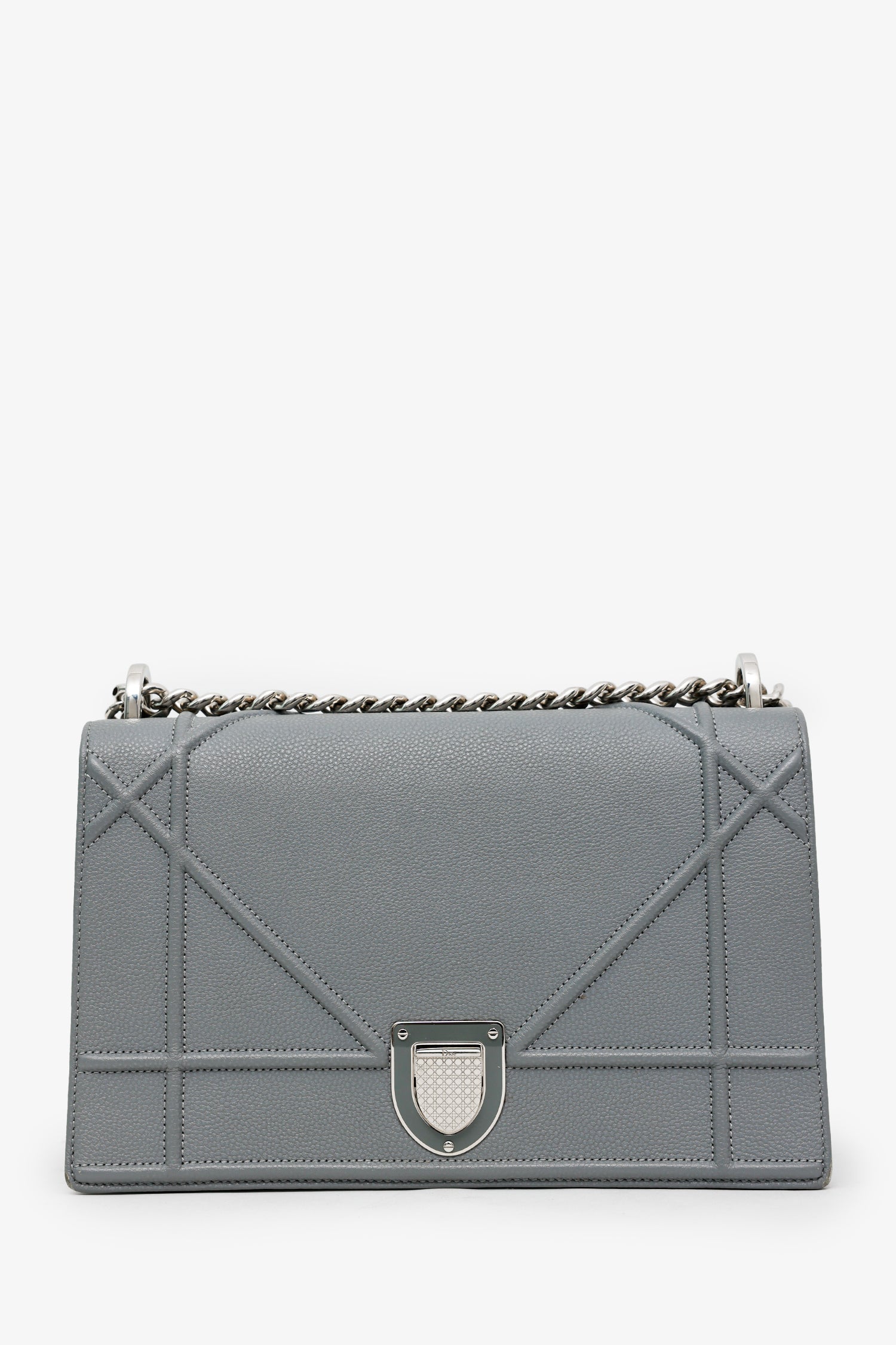 Christian Dior Grey Leather Cannage 'Dioramma' Shoulder Bag