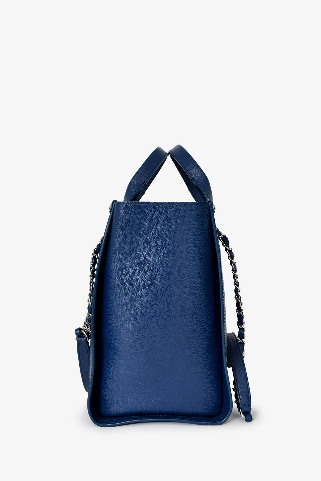 Pre-Loved Chanel™ 2018 Navy Blue Caviar New Small Deauville Tote