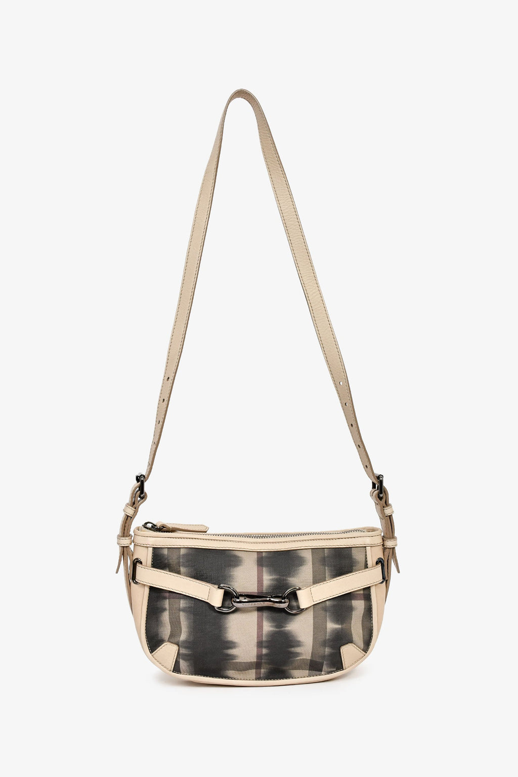 Burberry Beige/Black Leather/Canvas 'Rocking Horse' Shoulder Bag
