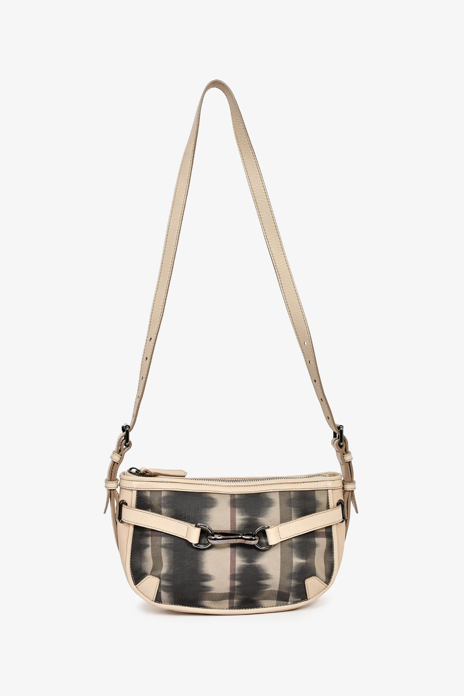 Burberry Beige/Black Leather/Canvas 'Rocking Horse' Shoulder Bag
