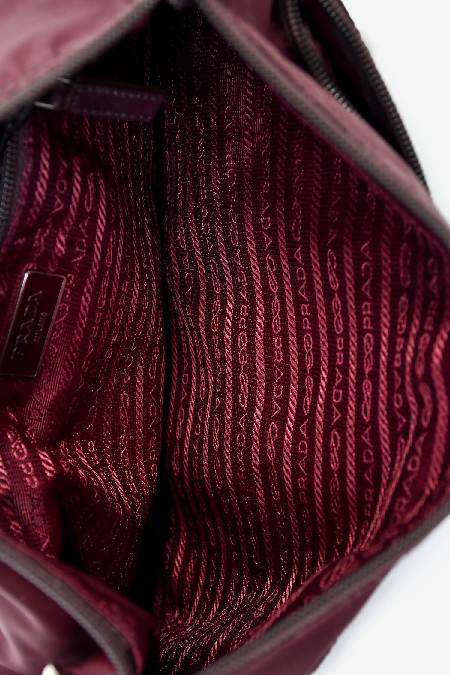 Prada Burgundy Nylon Tessuto Messenger Bag