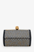 Alexander McQueen Black Leather Hexagon Studded Clutch With Strap
